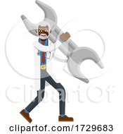 Mature Black Doctor Man Holding Spanner Wrench