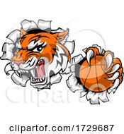 Poster, Art Print Of Tiger Baketball Player Animal Sports Mascot