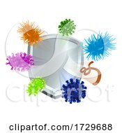 Bacteria Virus Cells Shield Antibacterial Icon by AtStockIllustration