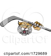 Wildcat Ice Hockey Player Animal Sports Mascot
