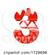 Poster, Art Print Of Christmas Number 3 3d Xmas Digit Suitable For Celebration Santa Claus Or Winter Related Subjectson A White Background