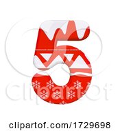 Poster, Art Print Of Christmas Number 5 3d Xmas Digit Suitable For Celebration Santa Claus Or Winter Related Subjectson A White Background