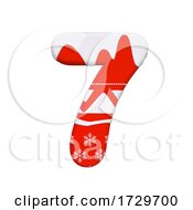 Poster, Art Print Of Christmas Number 7 3d Xmas Digit Suitable For Celebration Santa Claus Or Winter Related Subjectson A White Background