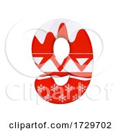 Poster, Art Print Of Christmas Number 9 3d Xmas Digit Suitable For Celebration Santa Claus Or Winter Related Subjectson A White Background