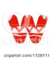 Poster, Art Print Of Christmas Letter W Lowercase 3d Xmas Suitable For Celebration Santa Claus Or Winter Related Subjects On A White Background