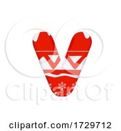 Poster, Art Print Of Christmas Letter V Small 3d Xmas Suitable For Celebration Santa Claus Or Winter Related Subjects On A White Background