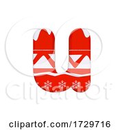 Poster, Art Print Of Christmas Letter U Small 3d Xmas Suitable For Celebration Santa Claus Or Winter Related Subjects On A White Background