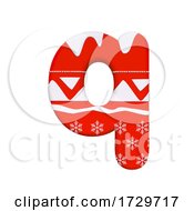 Poster, Art Print Of Christmas Letter Q Lowercase 3d Xmas Suitable For Celebration Santa Claus Or Winter Related Subjects On A White Background