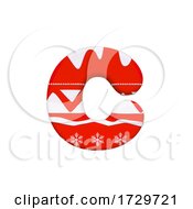 Poster, Art Print Of Christmas Letter C Lowercase 3d Xmas Suitable For Celebration Santa Claus Or Winter Related Subjects On A White Background
