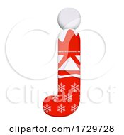 Poster, Art Print Of Christmas Letter J Lowercase 3d Xmas Suitable For Celebration Santa Claus Or Winter Related Subjects On A White Background