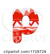 Poster, Art Print Of Christmas Letter P Lowercase 3d Xmas Suitable For Celebration Santa Claus Or Winter Related Subjects On A White Background