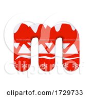 Poster, Art Print Of Christmas Letter M Lowercase 3d Xmas Suitable For Celebration Santa Claus Or Winter Related Subjects On A White Background