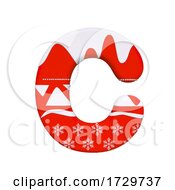 Poster, Art Print Of Christmas Letter C Capital 3d Xmas Suitable For Celebration Santa Claus Or Winter Related Subjects On A White Background