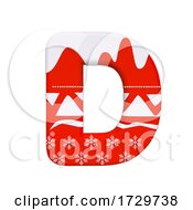 Poster, Art Print Of Christmas Letter D Capital 3d Xmas Suitable For Celebration Santa Claus Or Winter Related Subjects On A White Background