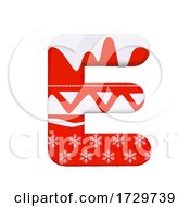 Poster, Art Print Of Christmas Letter E Capital 3d Xmas Suitable For Celebration Santa Claus Or Winter Related Subjects On A White Background