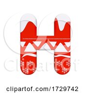 Poster, Art Print Of Christmas Letter H Uppercase 3d Xmas Suitable For Celebration Santa Claus Or Winter Related Subjects On A White Background