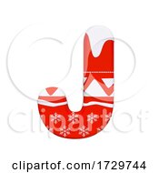 Poster, Art Print Of Christmas Letter J Uppercase 3d Xmas Suitable For Celebration Santa Claus Or Winter Related Subjects On A White Background