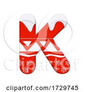 Poster, Art Print Of Christmas Letter K Capital 3d Xmas Suitable For Celebration Santa Claus Or Winter Related Subjects On A White Background