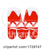 Poster, Art Print Of Christmas Letter M Capital 3d Xmas Suitable For Celebration Santa Claus Or Winter Related Subjects On A White Background