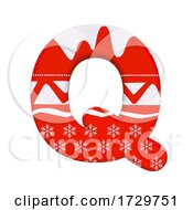 Poster, Art Print Of Christmas Letter Q Uppercase 3d Xmas Suitable For Celebration Santa Claus Or Winter Related Subjects On A White Background