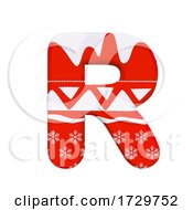 Poster, Art Print Of Christmas Letter R Uppercase 3d Xmas Suitable For Celebration Santa Claus Or Winter Related Subjects On A White Background