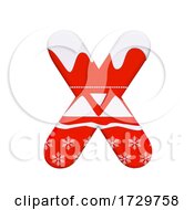 Poster, Art Print Of Christmas Letter X Uppercase 3d Xmas Suitable For Celebration Santa Claus Or Winter Related Subjects On A White Background
