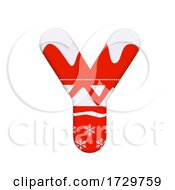 Poster, Art Print Of Christmas Letter Y Capital 3d Xmas Suitable For Celebration Santa Claus Or Winter Related Subjects On A White Background