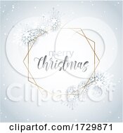 Poster, Art Print Of Decorative Christmas Snowflake Background With Gold Frame