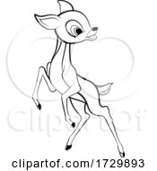 Poster, Art Print Of Cute Black And White Fawn Deer Jumping