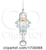 Smiling Cartoon Character Mascot Medical Syringe