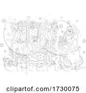 Poster, Art Print Of Reindeer Watching Through A Window As Santa Puts A Christmas Gift In A Girls Room