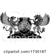 Coat Of Arms Crest Griffin Pegasus Lion Shield by AtStockIllustration