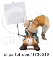 Poster, Art Print Of 3d Squirrel Hiker On A White Background