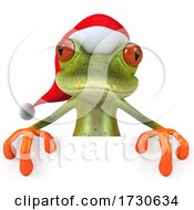 3d Green Christmas Frog On A White Background