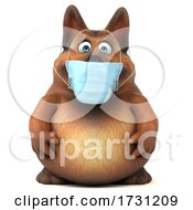 3d German Shepherd Dog Wearing A Mask On A White Background