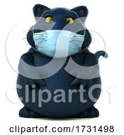 3d Black Kitty Cat On A White Background