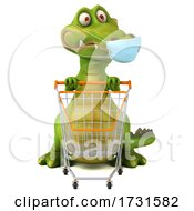 3d Crocodile Wearing A Mask On A White Background by Julos