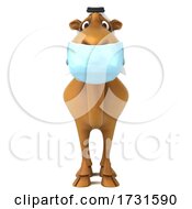 3d Camel Wearing A Mask On A White Background