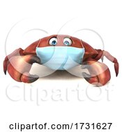 3d Crab Wearing A Mask On A White Background by Julos