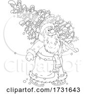 Poster, Art Print Of Santa Carrying A Fresh Cut Christmas Tree