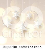 Poster, Art Print Of Christmas Background With Hanging Snowflakes 0911