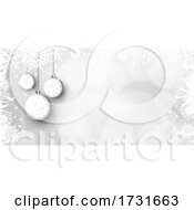 Poster, Art Print Of Christmas Baubles And Snowflake Banner Design