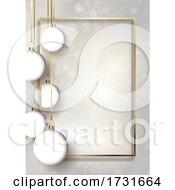 Poster, Art Print Of Christmas Baubles Background With Gold Frame
