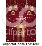 Christmas Gift Background With Hanging Baubles
