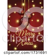Poster, Art Print Of Sparkling Christmas Background With Gold Stars Design