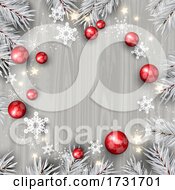 Decorative Christmas Background With Decorations On Wooden Texture