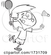 Poster, Art Print Of Cartoon Boy Playing Badminton