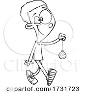 Poster, Art Print Of Cartoon Boy Carrying A Christmas Ornament