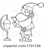 Poster, Art Print Of Cartoon Christmas Santa Claus Wearing A Mask And Ringing A Bell