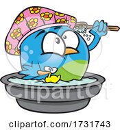 Cartoon Bird Bathing